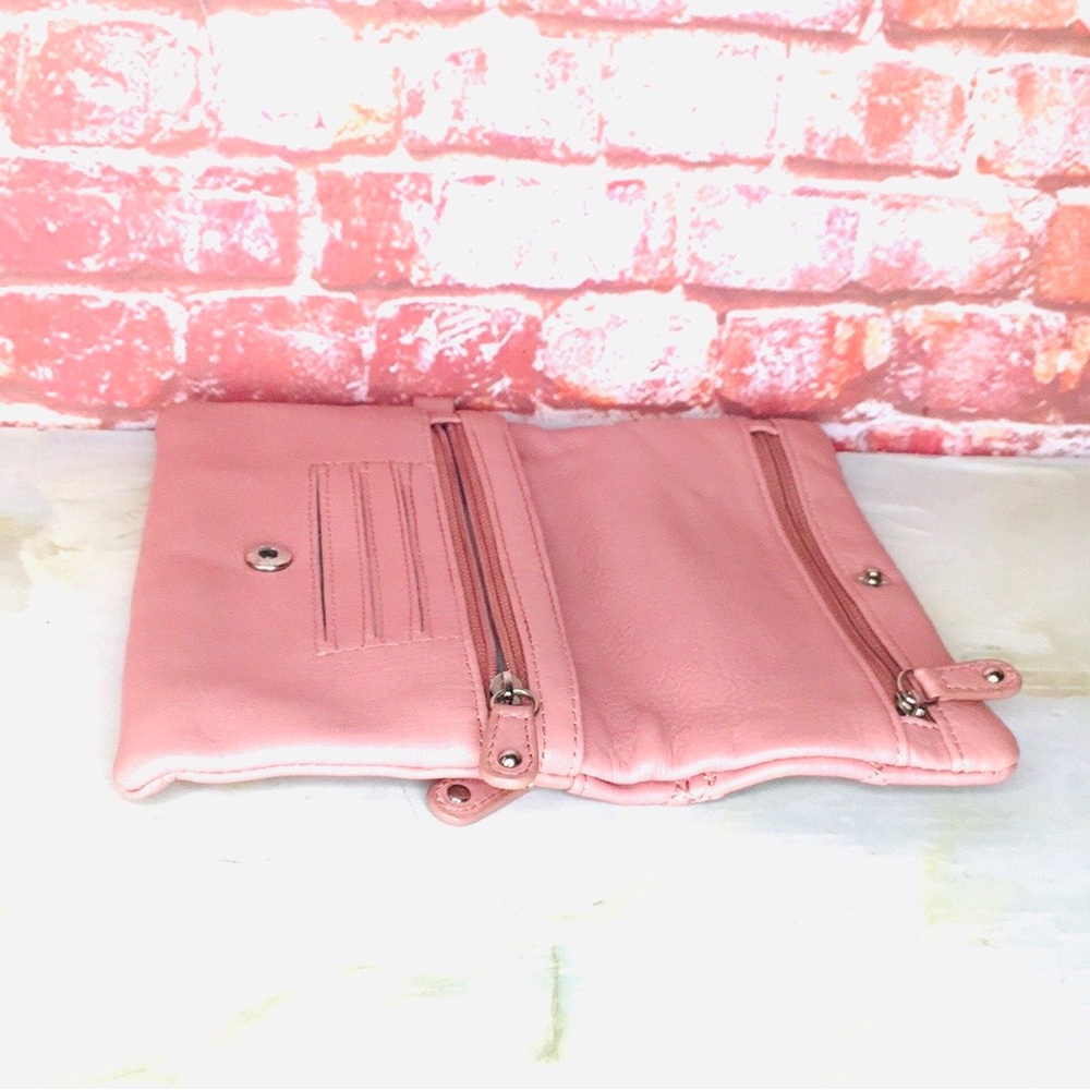 Stone Mountain Soft Mauve Leather Fold over Wallet Quilted Women's Bag - Picture 5 of 5
